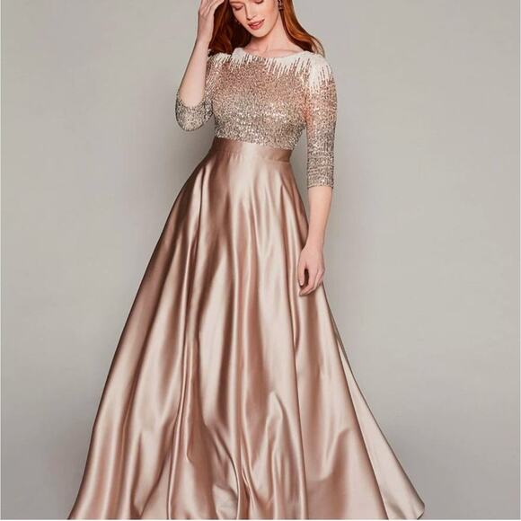 Formal Dress Betsy And Adam Empire Waist Satin Gown Betsy Adam